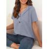 imageDokotoo Womens Summer Tops Waffle Knit Short Sleeve Lightweight Drawstring Hoodies Button V Neck Casual Blouses ShirtsBeau Blue