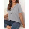imageDokotoo Womens Summer Tops Waffle Knit Short Sleeve Lightweight Drawstring Hoodies Button V Neck Casual Blouses ShirtsGrey