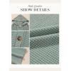 imageDokotoo Womens Summer Tops Waffle Knit Short Sleeve Lightweight Drawstring Hoodies Button V Neck Casual Blouses ShirtsMist Green