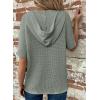 imageDokotoo Womens Summer Tops Waffle Knit Short Sleeve Lightweight Drawstring Hoodies Button V Neck Casual Blouses ShirtsMist Green