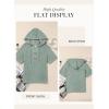imageDokotoo Womens Summer Tops Waffle Knit Short Sleeve Lightweight Drawstring Hoodies Button V Neck Casual Blouses ShirtsMist Green