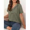 imageDokotoo Womens Summer Tops Waffle Knit Short Sleeve Lightweight Drawstring Hoodies Button V Neck Casual Blouses ShirtsMoss Green