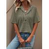 imageDokotoo Womens Summer Tops Waffle Knit Short Sleeve Lightweight Drawstring Hoodies Button V Neck Casual Blouses ShirtsMoss Green