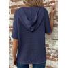 imageDokotoo Womens Summer Tops Waffle Knit Short Sleeve Lightweight Drawstring Hoodies Button V Neck Casual Blouses ShirtsNavy Blue