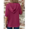 imageDokotoo Womens Summer Tops Waffle Knit Short Sleeve Lightweight Drawstring Hoodies Button V Neck Casual Blouses ShirtsPitaya Pink