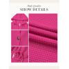 imageDokotoo Womens Summer Tops Waffle Knit Short Sleeve Lightweight Drawstring Hoodies Button V Neck Casual Blouses ShirtsRosy