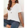 imageDokotoo Womens Summer Tops Waffle Knit Short Sleeve Lightweight Drawstring Hoodies Button V Neck Casual Blouses ShirtsWhite