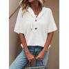 imageDokotoo Womens Summer Tops Waffle Knit Short Sleeve Lightweight Drawstring Hoodies Button V Neck Casual Blouses ShirtsWhite