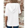 imageDokotoo Womens Summer Tops Waffle Knit Short Sleeve Lightweight Drawstring Hoodies Button V Neck Casual Blouses ShirtsWhite