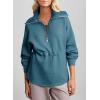 imageDokotoo Womens Sweatshirt Oversized Half Zip Up Drawstring Waist Long Sleeve Side Slits Soft Casual Pullover Sweatshirts TopsBlue
