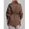 imageDokotoo Womens Sweatshirt Oversized Half Zip Up Drawstring Waist Long Sleeve Side Slits Soft Casual Pullover Sweatshirts TopsBrown