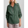 imageDokotoo Womens Sweatshirt Oversized Half Zip Up Drawstring Waist Long Sleeve Side Slits Soft Casual Pullover Sweatshirts TopsDark Green