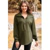 imageDokotoo Womens Sweatshirt Oversized Half Zip Up Drawstring Waist Long Sleeve Side Slits Soft Casual Pullover Sweatshirts TopsGreen