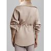 imageDokotoo Womens Sweatshirt Oversized Half Zip Up Drawstring Waist Long Sleeve Side Slits Soft Casual Pullover Sweatshirts TopsKhaki