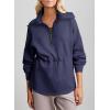 imageDokotoo Womens Sweatshirt Oversized Half Zip Up Drawstring Waist Long Sleeve Side Slits Soft Casual Pullover Sweatshirts TopsNavy Blue