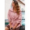 imageDokotoo Womens Sweatshirt Oversized Half Zip Up Drawstring Waist Long Sleeve Side Slits Soft Casual Pullover Sweatshirts TopsPink
