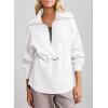 imageDokotoo Womens Sweatshirt Oversized Half Zip Up Drawstring Waist Long Sleeve Side Slits Soft Casual Pullover Sweatshirts TopsWhite