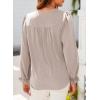 imageDokotoo Womens Tops Casual Pleated V Neck Puff Long Sleeve T Shirts Loose Tunic Business BlouseGray