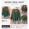 imageDokotoo Womens Tops Casual Pleated V Neck Puff Long Sleeve T Shirts Loose Tunic Business BlouseGreen