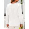 imageDokotoo Womens Tops Casual Pleated V Neck Puff Long Sleeve T Shirts Loose Tunic Business BlouseWhite