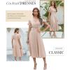 imageDokotoo Womens V Neck Elegant Party Dress Short Sleeve Skater Dress Wedding Guest DressesApricot