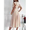imageDokotoo Womens V Neck Elegant Party Dress Short Sleeve Skater Dress Wedding Guest DressesApricot