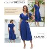 imageDokotoo Womens V Neck Elegant Party Dress Short Sleeve Skater Dress Wedding Guest DressesBlue