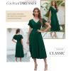 imageDokotoo Womens V Neck Elegant Party Dress Short Sleeve Skater Dress Wedding Guest DressesGreen