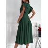 imageDokotoo Womens V Neck Elegant Party Dress Short Sleeve Skater Dress Wedding Guest DressesGreen