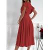 imageDokotoo Womens V Neck Elegant Party Dress Short Sleeve Skater Dress Wedding Guest DressesLuscious Red