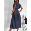 imageDokotoo Womens V Neck Elegant Party Dress Short Sleeve Skater Dress Wedding Guest DressesNavy Blue