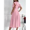 imageDokotoo Womens V Neck Elegant Party Dress Short Sleeve Skater Dress Wedding Guest DressesPink