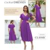 imageDokotoo Womens V Neck Elegant Party Dress Short Sleeve Skater Dress Wedding Guest DressesPurple