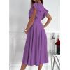 imageDokotoo Womens V Neck Elegant Party Dress Short Sleeve Skater Dress Wedding Guest DressesPurple