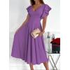 imageDokotoo Womens V Neck Elegant Party Dress Short Sleeve Skater Dress Wedding Guest DressesPurple