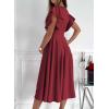 imageDokotoo Womens V Neck Elegant Party Dress Short Sleeve Skater Dress Wedding Guest DressesRed