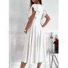 imageDokotoo Womens V Neck Elegant Party Dress Short Sleeve Skater Dress Wedding Guest DressesWhite