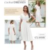 imageDokotoo Womens V Neck Elegant Party Dress Short Sleeve Skater Dress Wedding Guest DressesWhite