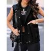 imageDokotoo Womens Vests Outerwear ButtonDown Lapel Collar Elastic Hem Lightweight Spring Waistcoat Sleeveless Jacket Cargo VestBlack