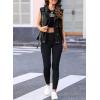 imageDokotoo Womens Vests Outerwear ButtonDown Lapel Collar Elastic Hem Lightweight Spring Waistcoat Sleeveless Jacket Cargo VestBlack