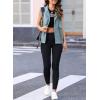 imageDokotoo Womens Vests Outerwear ButtonDown Lapel Collar Elastic Hem Lightweight Spring Waistcoat Sleeveless Jacket Cargo VestBlue