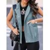 imageDokotoo Womens Vests Outerwear ButtonDown Lapel Collar Elastic Hem Lightweight Spring Waistcoat Sleeveless Jacket Cargo VestBlue