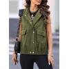 imageDokotoo Womens Vests Outerwear ButtonDown Lapel Collar Elastic Hem Lightweight Spring Waistcoat Sleeveless Jacket Cargo VestGreen