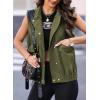 imageDokotoo Womens Vests Outerwear ButtonDown Lapel Collar Elastic Hem Lightweight Spring Waistcoat Sleeveless Jacket Cargo VestGreen