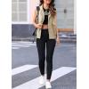 imageDokotoo Womens Vests Outerwear ButtonDown Lapel Collar Elastic Hem Lightweight Spring Waistcoat Sleeveless Jacket Cargo VestKhaki