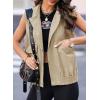 imageDokotoo Womens Vests Outerwear ButtonDown Lapel Collar Elastic Hem Lightweight Spring Waistcoat Sleeveless Jacket Cargo VestKhaki
