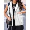 imageDokotoo Womens Vests Outerwear ButtonDown Lapel Collar Elastic Hem Lightweight Spring Waistcoat Sleeveless Jacket Cargo VestWhite
