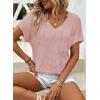 imageDokotoo Womens Waffle Knit Tops 2025 Fall Summer V Neck Shirts Casual Trendy Womens Blouses Basic TeeA Apricot Pink