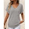 imageDokotoo Womens Waffle Knit Tops 2025 Fall Summer V Neck Shirts Casual Trendy Womens Blouses Basic TeeA Gray