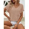 imageDokotoo Womens Waffle Knit Tops 2025 Fall Summer V Neck Shirts Casual Trendy Womens Blouses Basic TeeA Light French Beige